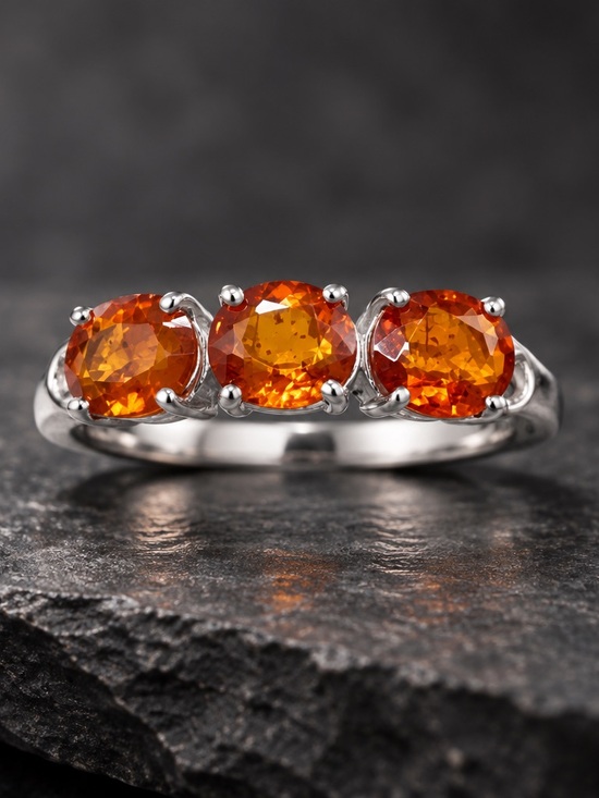 925 Sterling Silver Jewelry - Size 6.5 Rare Orange Kyanite gemstones 925 Sterling Silver Ring